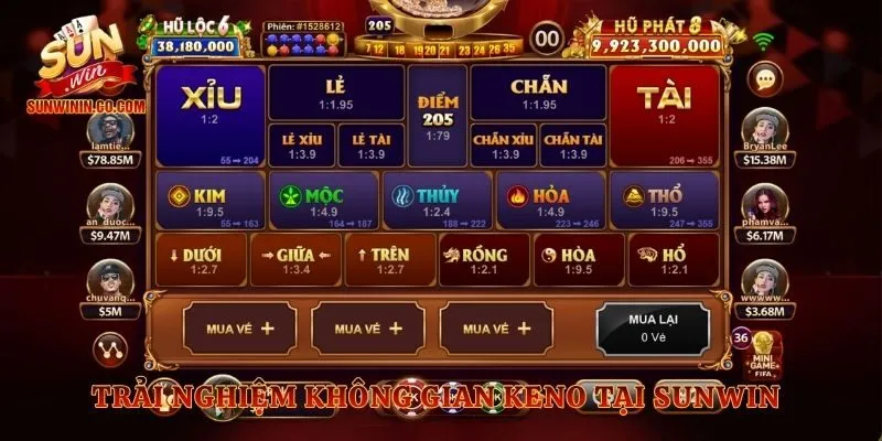 Trải nghiệm không gian keno tại Sunwin